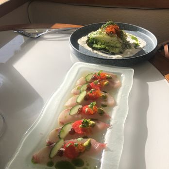 Hau Tree - Hamachi crudo and grilled romaine lettuce salad - Seafood Near Me - Honolulu, Hawaii Hau Tree - Hamachi crudo and grilled romaine lettuce salad - Seafood Near Me - Honolulu, Hawaii