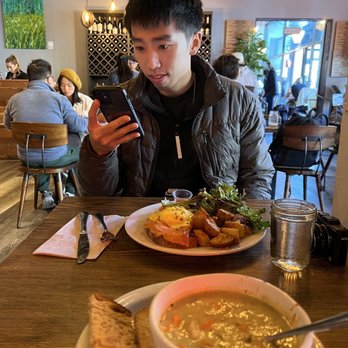 Foreigner - Clam Chowder Soup and Salmon Eggs Benedict - Breakfast & Brunch Near Me - San Mateo, California Foreigner - Clam Chowder Soup and Salmon Eggs Benedict - Breakfast & Brunch Near Me - San Mateo, California