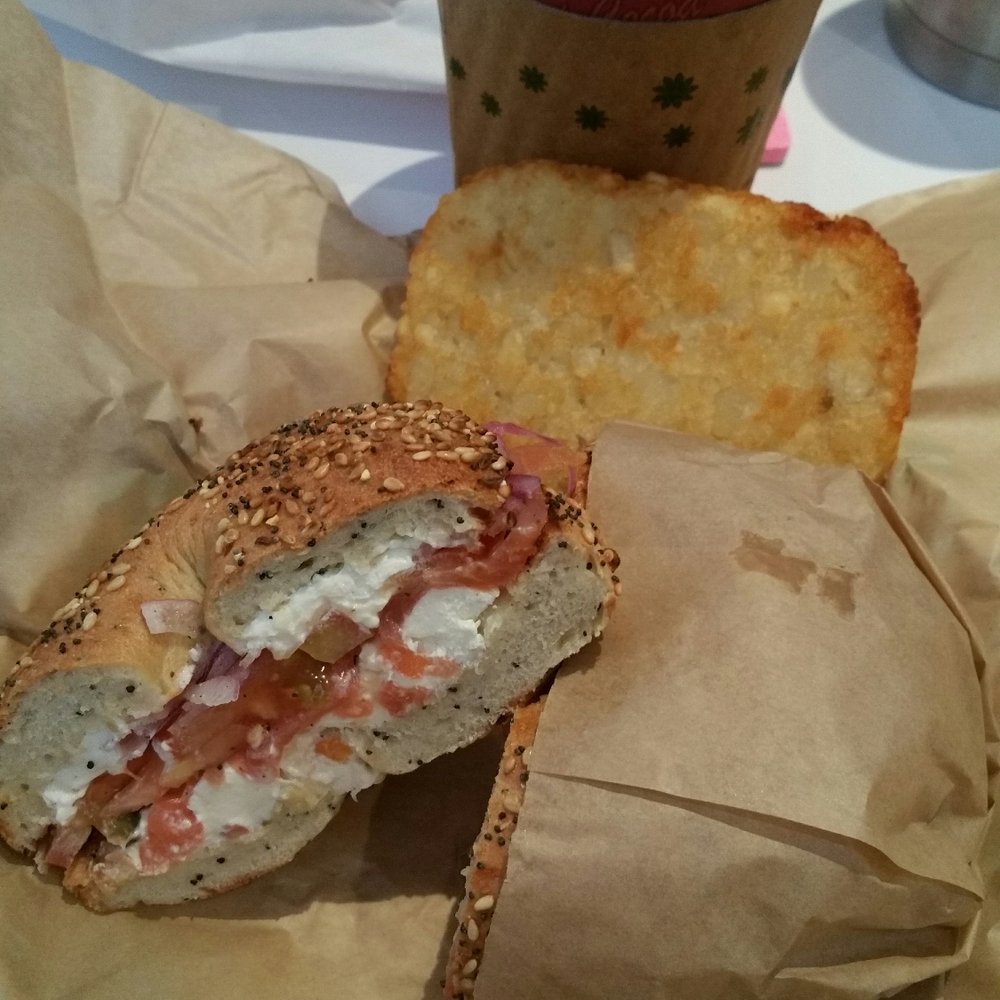 Sutter Street Cafe - Smoked salmon bagel ($7.50); Complimentary 12oz cup of organic coffee and hash browns w/orders over $5.50, 7-11am - Cafes Near Me - San Francisco, California Sutter Street Cafe - Smoked salmon bagel ($7.50); Complimentary 12oz cup of organic coffee and hash browns w/orders over $5.50, 7-11am - Cafes Near Me - San Francisco, California