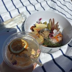 The Spa at Bernardus Lodge - Rose water cocktail and charcuterie with fruit, meats, etc