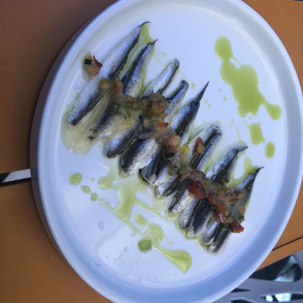 Bravas Bar de Tapas - Spanish White Anchovies , Herb Oil.   Yum! - Spanish Near Me - Healdsburg, California
