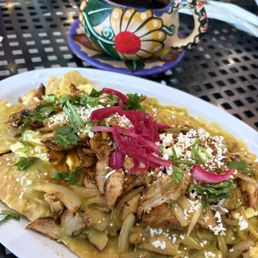 Green sauce, Chilaquiles with chicken. Green sauce, Chilaquiles with chicken.