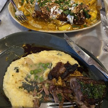 Death & Taxes - Pork with risotto and peas; eggplant - New American Near Me - Raleigh, North Carolina