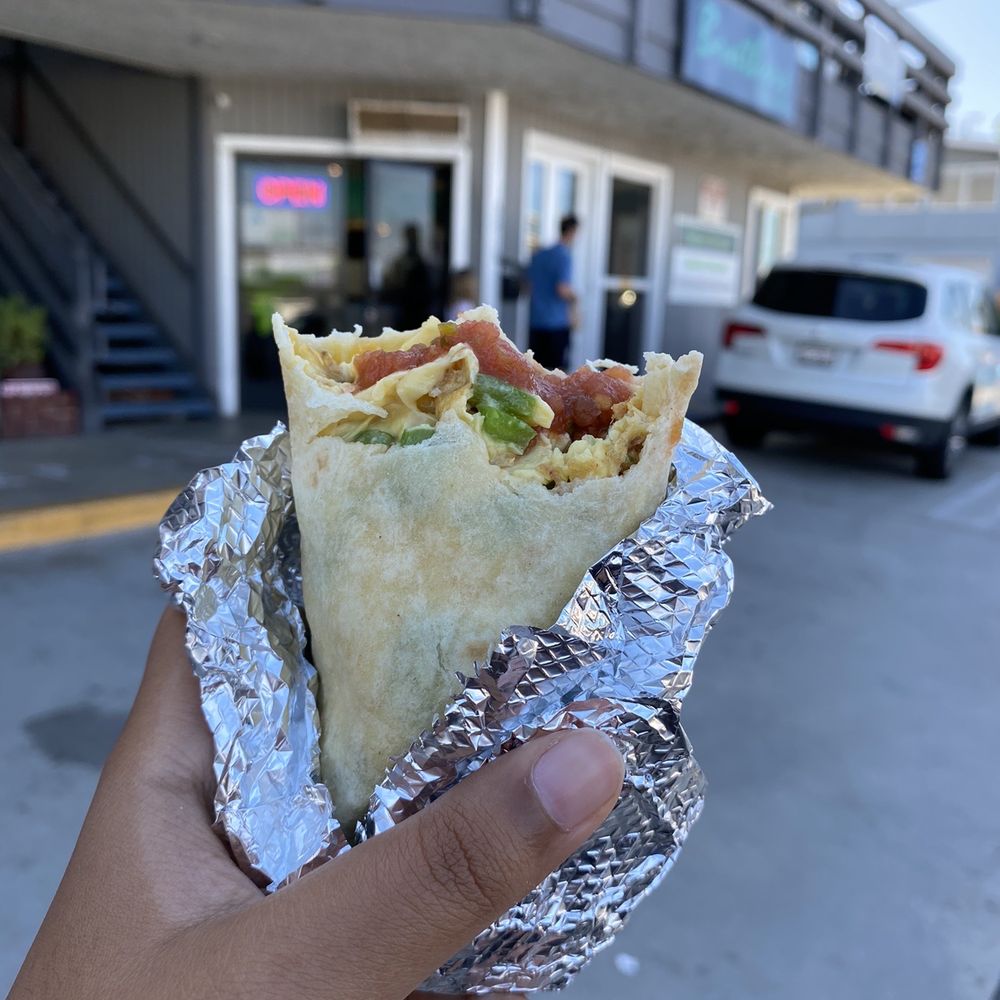 Brother's Burritos - Burrito in progress - Mexican Near Me - Hermosa Beach, California Brother's Burritos - Burrito in progress - Mexican Near Me - Hermosa Beach, California