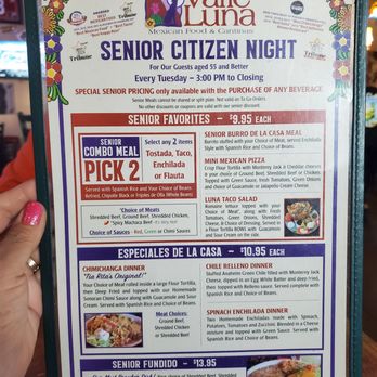 Valle Luna - Senior menu offered on Tuesdays.  Great Prices, Great Food. - Mexican Near Me - Chandler, Arizona