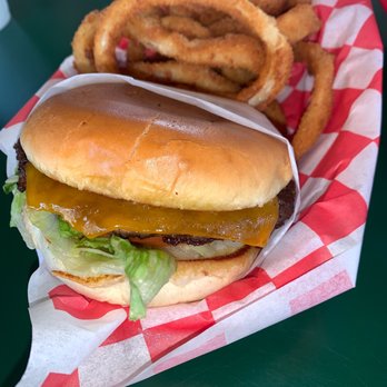 Dairy Palace - 1/3 lb cheese burger with onion rings - Burgers Near Me - Canton, Texas Dairy Palace - 1/3 lb cheese burger with onion rings - Burgers Near Me - Canton, Texas