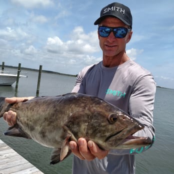 Emerald Isle Adventures - Captain Roy with a nice Grouper - Fishing Near Me - Emerald Isle, North Carolina