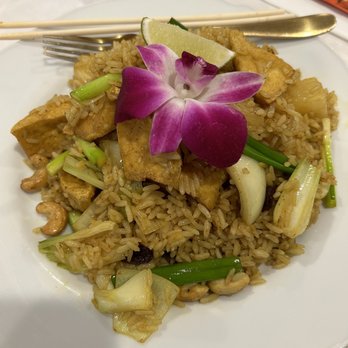 The Theo Thai Bistro - Pineapple Fried Rice (no eggs) - Thai Near Me - Bethpage, New York The Theo Thai Bistro - Pineapple Fried Rice (no eggs) - Thai Near Me - Bethpage, New York