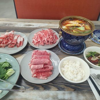 Mongol House - All-you-can-eat hot pot with spicy broth, unlimited meat - Angus beef, beef brisket, lamb, veggies, dipping sauce - Asian Fusion Near Me - Temecula, California