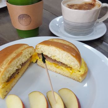 Antoinette's Cafe - Sausage, Egg & Cheese $5.95, Green Goddess $7.99, and Cappuccino ~$3 with oat milk (+$1) - Coffee & Tea Near Me - Buford, Georgia
