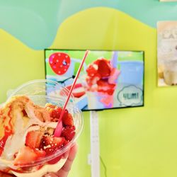 Twisted Cup - Pineapple Dole with pound cake and strawberries, cherries, vanilla wafers, graham crumble, marshmallow cream, and all fruit drizzles.