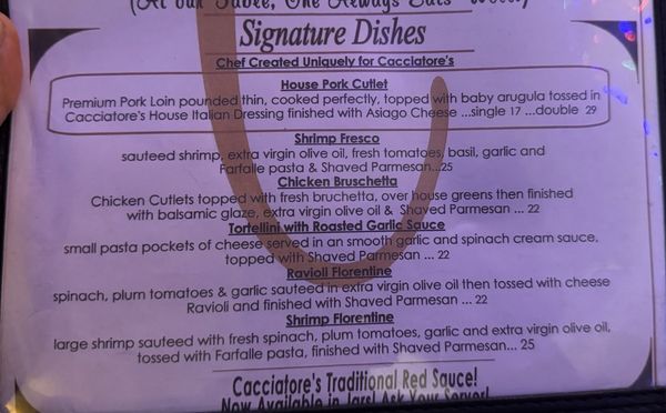 Menu photo 2 Cacciatores Johnson City, NY