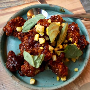Lechon - Peruvian Fried Chicken Bites--Fresh basil and sweet corn made it an absolute delight with the heat of the chicken. - Tapas Bars Near Me - Portland, Oregon Lechon - Peruvian Fried Chicken Bites--Fresh basil and sweet corn made it an absolute delight with the heat of the chicken. - Tapas Bars Near Me - Portland, Oregon