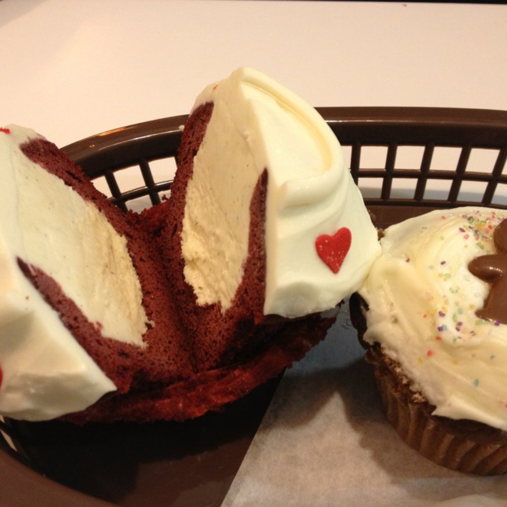Frosted Cupcakery - Gingerbread cupcake and red velvet ice cream cupcake...sooo bomb! - Bakeries Near Me - Long Beach, California