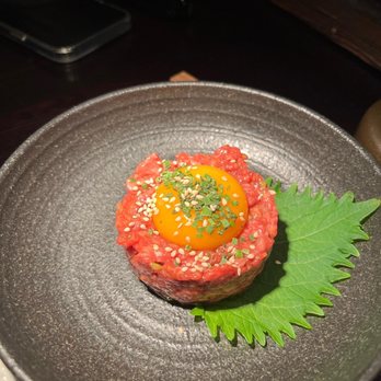 YAZAWA - Yukke - Japanese style beef tartare with a raw egg on top. This was so good, we ordered a second one. - Japanese Near Me - Beverly Hills, California YAZAWA - Yukke - Japanese style beef tartare with a raw egg on top. This was so good, we ordered a second one. - Japanese Near Me - Beverly Hills, California