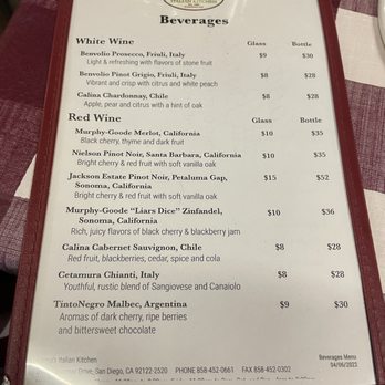 Lorna's Italian Kitchen - Beverage Menu - Italian Near Me - San Diego, California Lorna's Italian Kitchen - Beverage Menu - Italian Near Me - San Diego, California