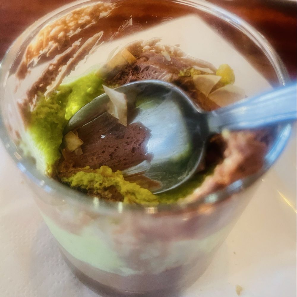 Viera on Main - Pistachio chocolate mousse trifle - New American Near Me - Chatham, Massachusetts Viera on Main - Pistachio chocolate mousse trifle - New American Near Me - Chatham, Massachusetts