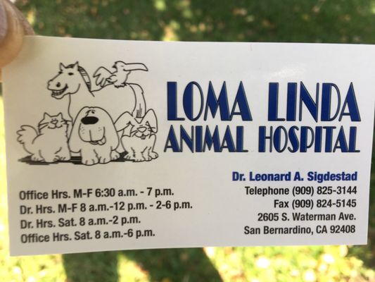 loma linda animal hospital hours
