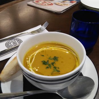 Pizza Express - Pumpkin Soup Php185 (roasted pumpkin soup with a splash of cream and olive oil) - Pizza Near Me - Taguig, NCR