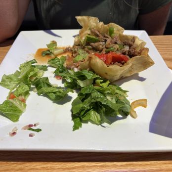 Cantina Jalisco - My wife's taco salad, perfect, medium, rare personally made by the manager due to dairy allergies. - Mexican Near Me - Alliance, Ohio Cantina Jalisco - My wife's taco salad, perfect, medium, rare personally made by the manager due to dairy allergies. - Mexican Near Me - Alliance, Ohio