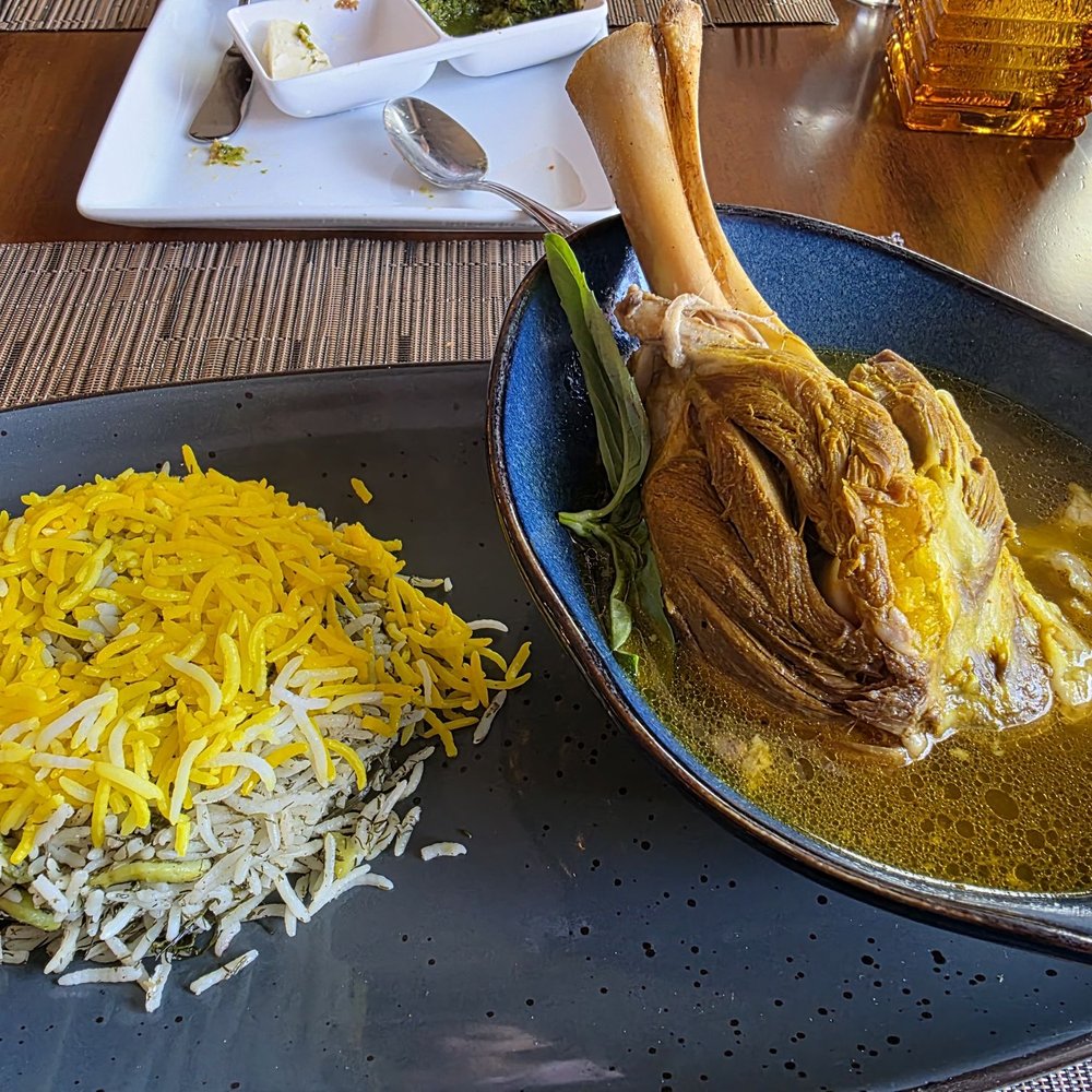 Arya Steakhouse - Braised lamb shank - Persian/Iranian Near Me - Palo Alto, California Arya Steakhouse - Braised lamb shank - Persian/Iranian Near Me - Palo Alto, California