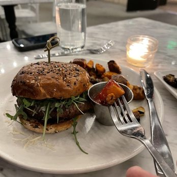 True Food Kitchen - Grass-Fed Burger with sweet potato hash. - New American Near Me - Columbus, Ohio