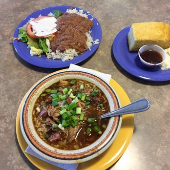 Cajun Kitchen Cafe - Cajun combo of gumbo filé, red beans & rice, and sweet cornbread. - Cajun/Creole Near Me - Lompoc, California Cajun Kitchen Cafe - Cajun combo of gumbo filé, red beans & rice, and sweet cornbread. - Cajun/Creole Near Me - Lompoc, California