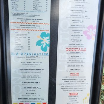 Kona Craft Cafe - Drink menus - Breakfast & Brunch Near Me - Carlsbad, California