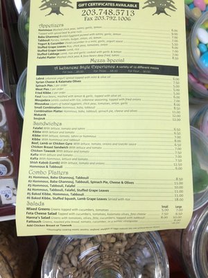 Menu photo 2 Hanna's Middle Eastern Restaurant Danbury, CT Menu photo 2 Hanna's Middle Eastern Restaurant Danbury, CT
