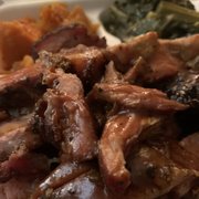Photo of Bowlegged BBQ - San Diego, CA, United States. Rib tips yams and greens