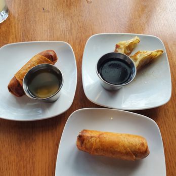 Ninja City Kitchen and Bar - Apps - spring rolls and Dumplings with sauces - Asian Fusion Near Me - Cleveland, Ohio Ninja City Kitchen and Bar - Apps - spring rolls and Dumplings with sauces - Asian Fusion Near Me - Cleveland, Ohio