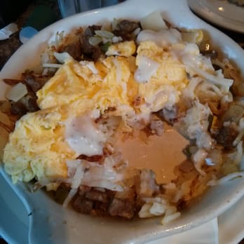 Cedar Lake Kitchen - Country skillet- hashbrowns, sausage, peppers and onions, eggs and sausage gravy. - Breakfast & Brunch Near Me - Cedar Lake, Indiana Cedar Lake Kitchen - Country skillet- hashbrowns, sausage, peppers and onions, eggs and sausage gravy. - Breakfast & Brunch Near Me - Cedar Lake, Indiana