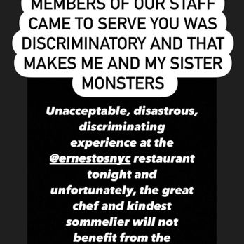 Ernesto’s - Response on IG from owner - Basque Near Me - New York, New York Ernesto’s - Response on IG from owner - Basque Near Me - New York, New York