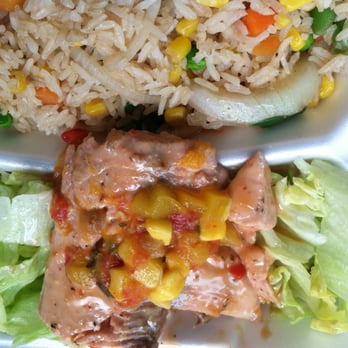 Aggie's Grill Station - Champagne Mango Salmon Take-Out - American Near Me - Raleigh, North Carolina