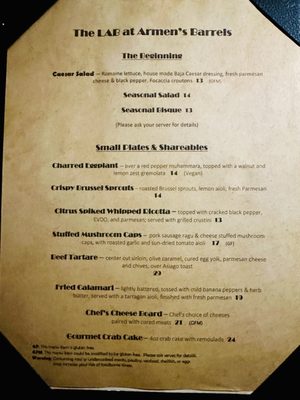 Menu photo 1 The Lab at Armen's Barrels Washington, PA