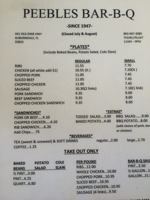 Menu photo 5 Peebles Bar B Que Auburndale, FL