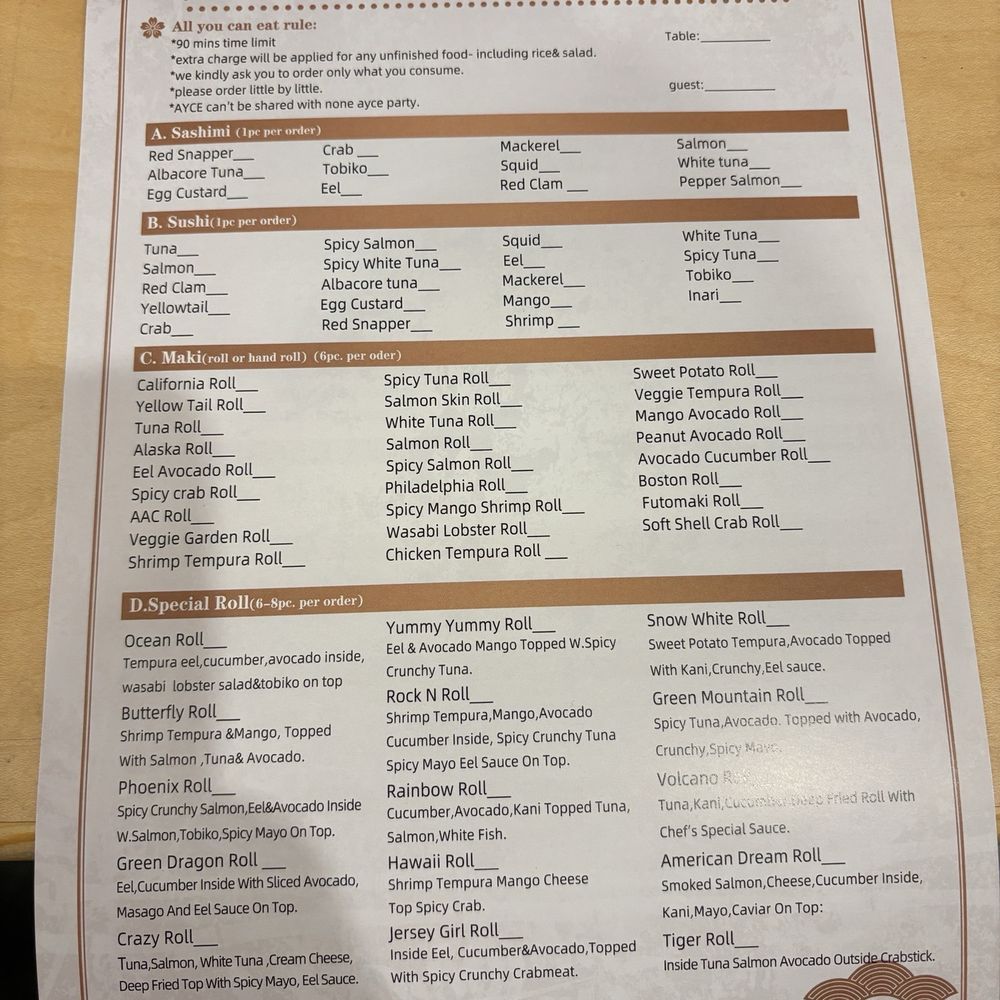 Ocean Sushi - All you can eat menu - Japanese Near Me - Toms River, New Jersey Ocean Sushi - All you can eat menu - Japanese Near Me - Toms River, New Jersey