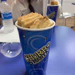 Churrology - Churros in a cup filled with cream cheese