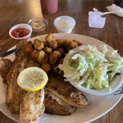 The Cove Cafe - Grilled catfish, fried okra and cole slaw