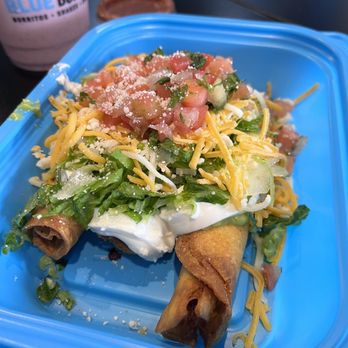 Blue Burro - Rolled tacos with strawberry agua Fresca! - Salad Near Me - Long Beach, California Blue Burro - Rolled tacos with strawberry agua Fresca! - Salad Near Me - Long Beach, California