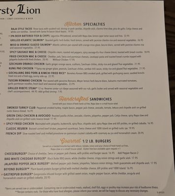 Menu photo 2 Thirsty Lion Euless, TX