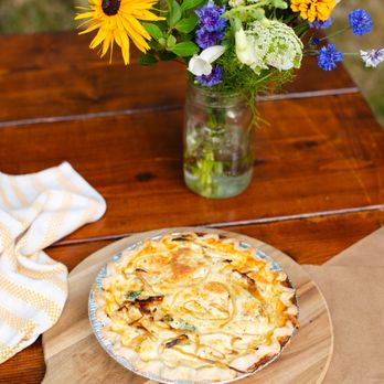 Little Rock Farm Catering - Quiche with sautéed onions, goat cheese and crispy bacon bits - Caterers Near Me - Vineyard Haven, Massachusetts Little Rock Farm Catering - Quiche with sautéed onions, goat cheese and crispy bacon bits - Caterers Near Me - Vineyard Haven, Massachusetts