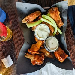 Joe Mamas - Monday night wing special - a dozen traditional wings with choice of two sauces for $11.95.  Spicy Smokey BBQ dry rub & Mama's Sassy Sauce
