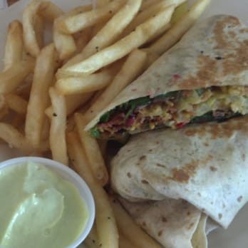 Cafe Strudel - Low country- plemento cheese , bacon and fried green tomatoes wrap ... what could be better ... OMG !!! Tasted GREAT - New American Near Me - West Columbia, South Carolina