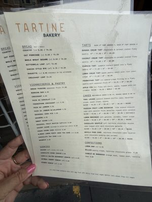 Menu photo 2 Tartine Bakery San Francisco, CA Menu photo 2 Tartine Bakery San Francisco, CA