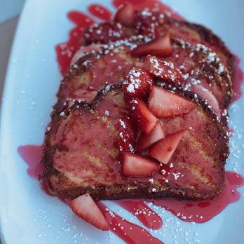 Tryst Cafe - Gluten Free Strawberry Custard French Toast, so delicious and worth the drive! Strawberry Custard French Toast - Breakfast & Brunch Near Me - Chandler, Arizona