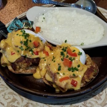 Another Broken Egg Cafe - $16.49 Crab Cake Benedict served with grits was definitely "egg-cellent," & A MUST GET, especially, if you're a fan or crab cakes or crabs. - Breakfast & Brunch Near Me - Burbank, California Another Broken Egg Cafe - $16.49 Crab Cake Benedict served with grits was definitely "egg-cellent," & A MUST GET, especially, if you're a fan or crab cakes or crabs. - Breakfast & Brunch Near Me - Burbank, California