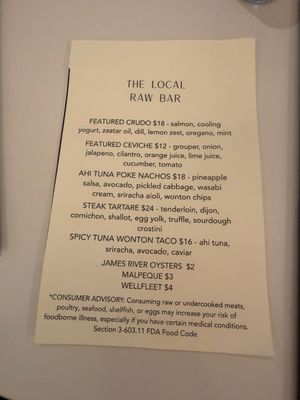 Menu photo 3 The Local Ponte Vedra Beach, FL Menu photo 3 The Local Ponte Vedra Beach, FL