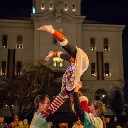 Rise Up Fitness - This pose, known as Cathedral, is often the highlight of our parade performances! We participate in the Holiday parades in Albany and Corval