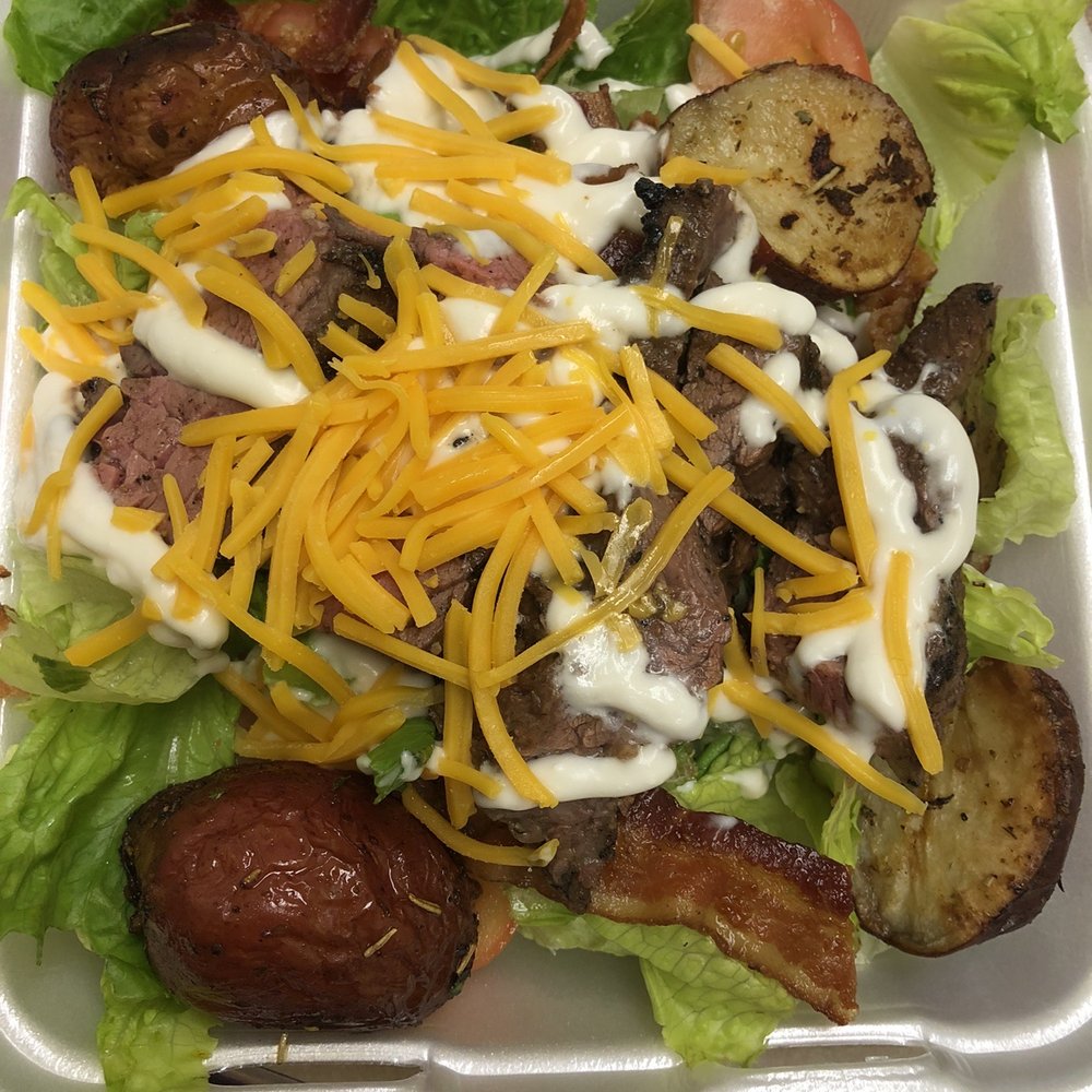 Harkness Dining Room QMC - Kathy's steak and potato salad - Cafeteria Near Me - Honolulu, Hawaii